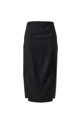 HERITAGE PINSTRIPES LONG SKIRT / BLK/WHT