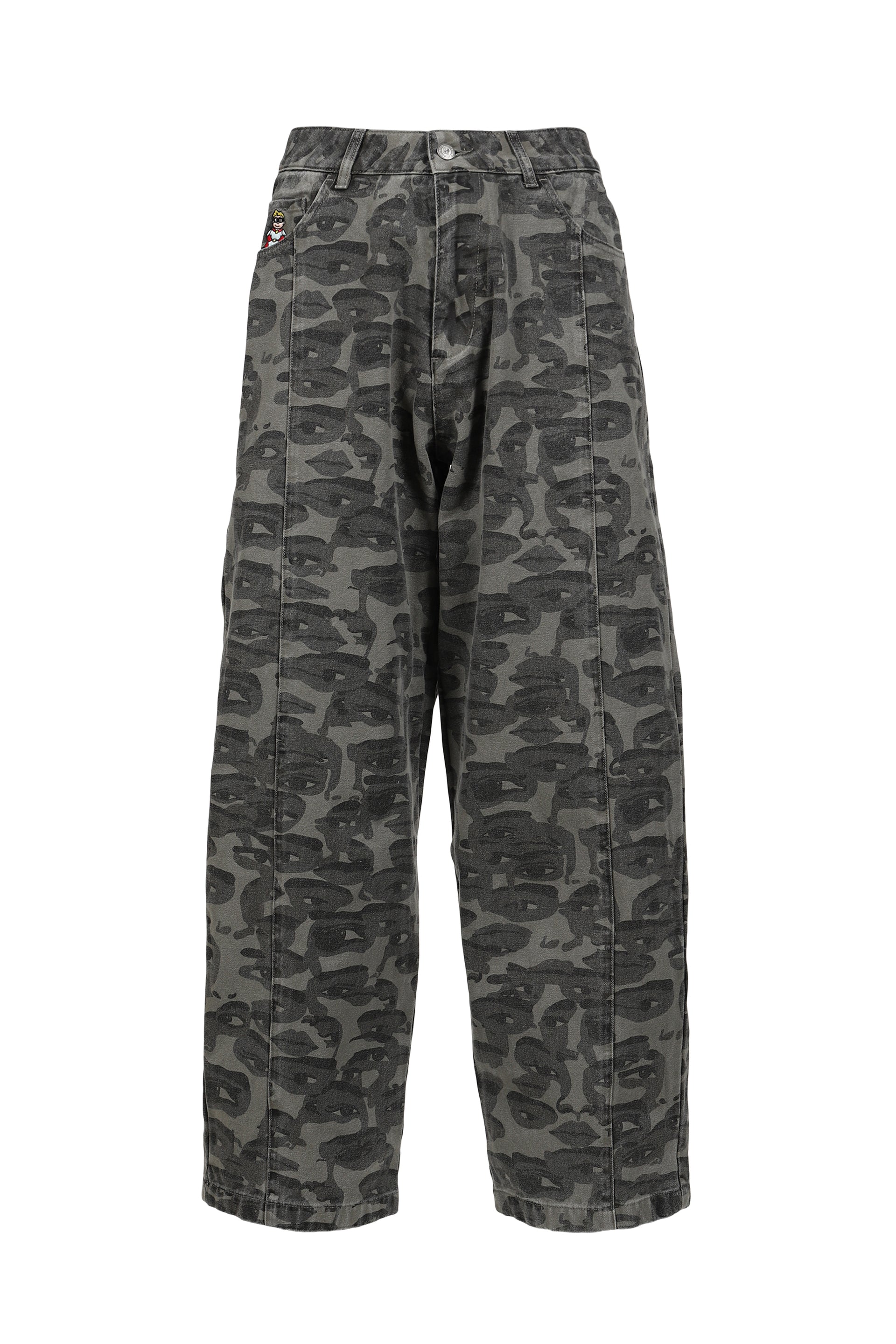 FACE CAMO WIDE LEG JEAN / BLK
