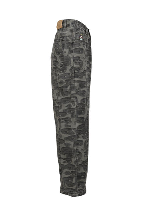 FACE CAMO WIDE LEG JEAN / BLK