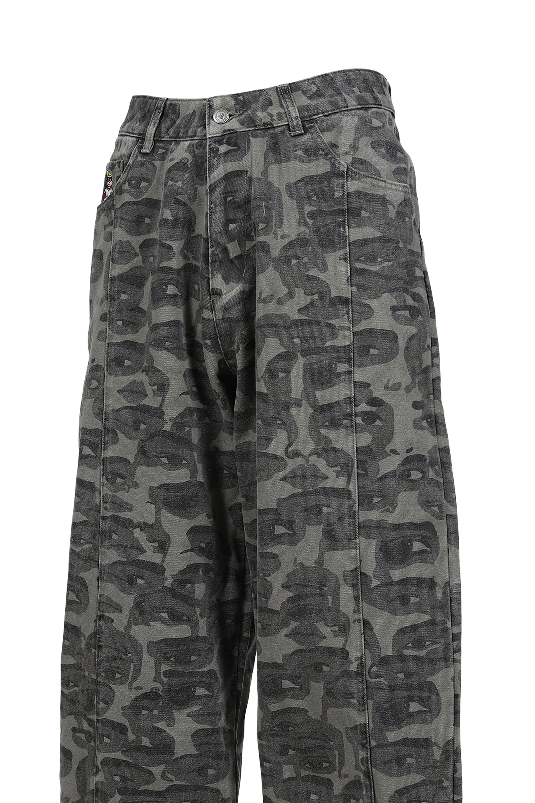 FACE CAMO WIDE LEG JEAN / BLK