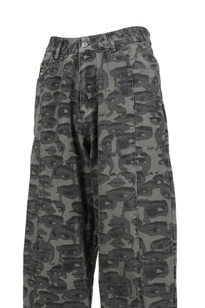 FACE CAMO WIDE LEG JEAN / BLK