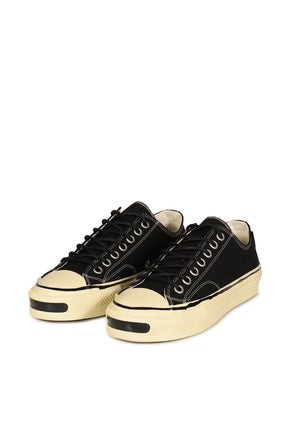 "JOEY"AGED-SOLE VULCANIZED SNEAKER / BLK