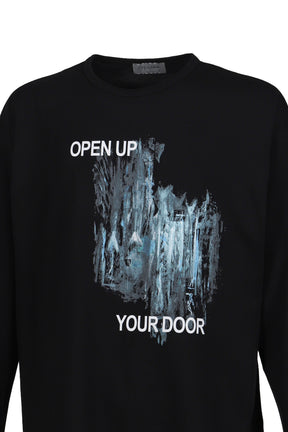 Yohji Yamamoto L/S PRINT T-SHIRT / BLK