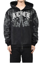 GRAPHIC ZIP HOODIE / BLACK 