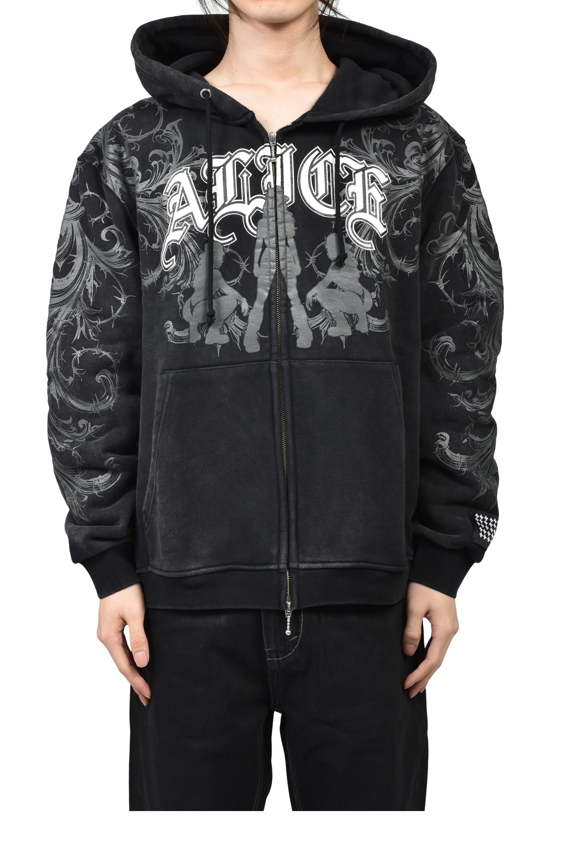 GRAPHIC ZIP HOODIE / BLACK 