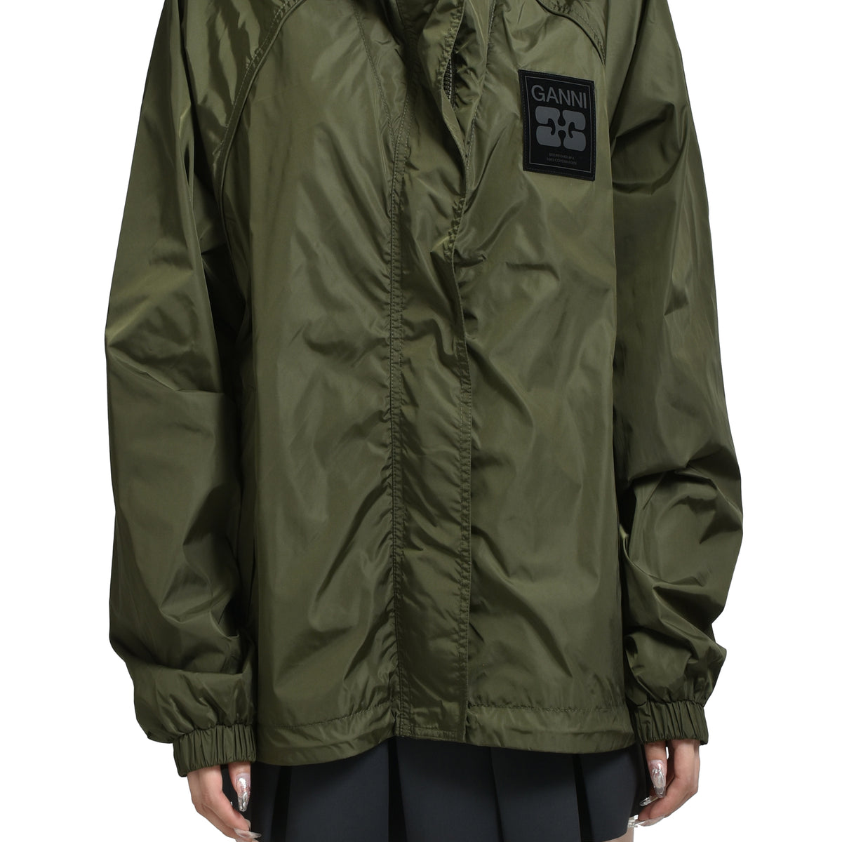 GANNI ガニー FW25 FLYWEIGHT NYLON JACKET / KALAMATA - NUBIAN ヌビアン