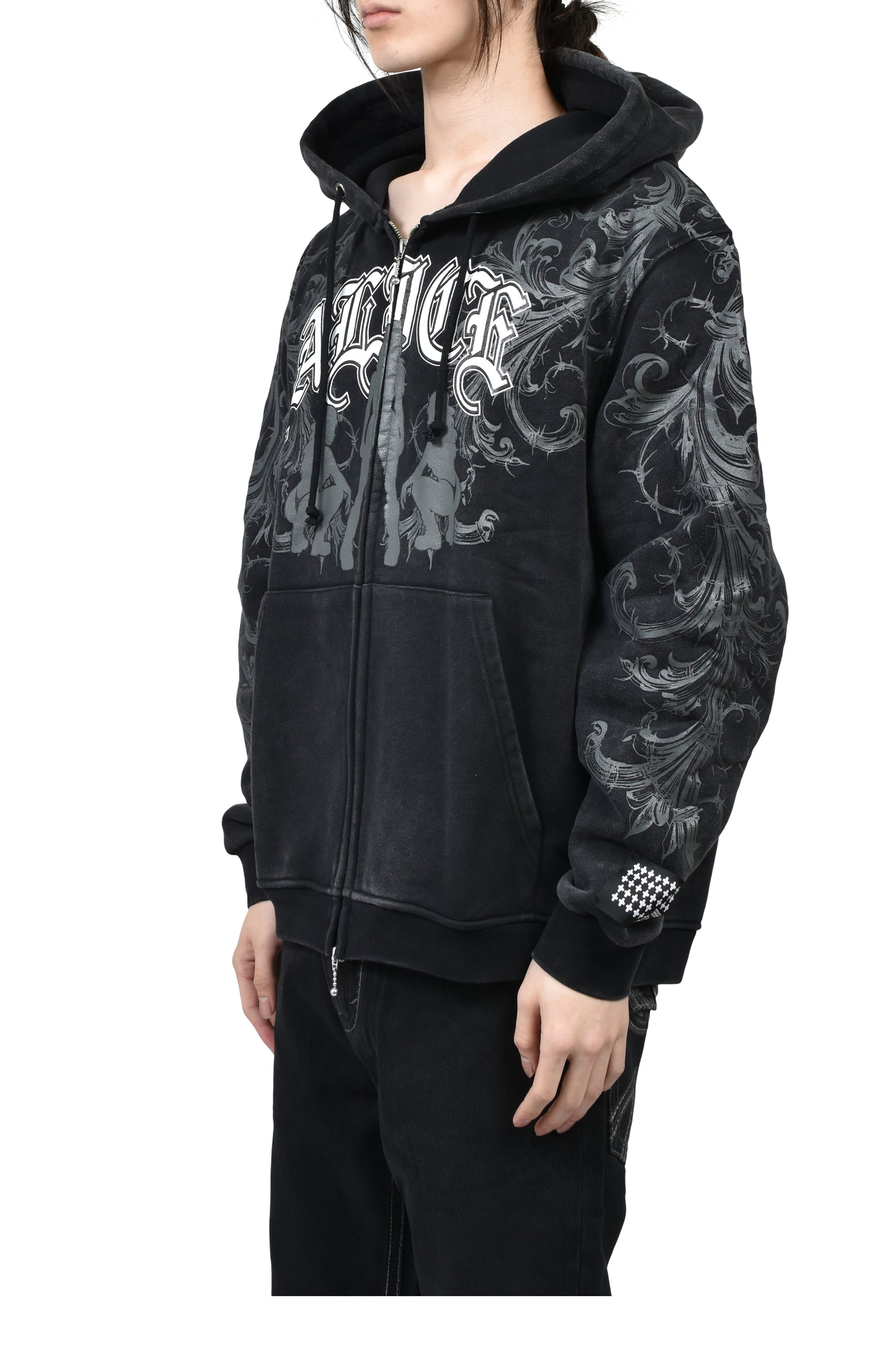 GRAPHIC ZIP HOODIE / BLACK 