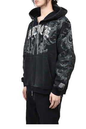 GRAPHIC ZIP HOODIE / BLACK 