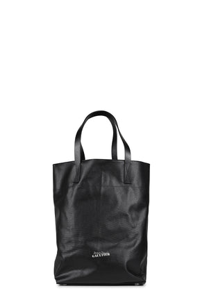 COATED CANVAS BAG PRINTED "WOOD" / BLK/BRW