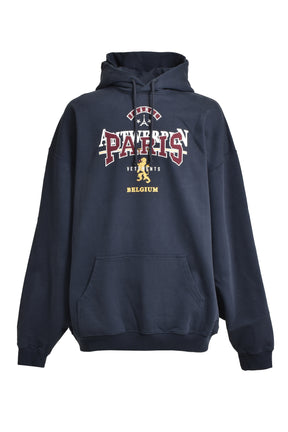 MERGED DOUBLE HOOD EMBROIDERED TOURIST HOODIE / NVY