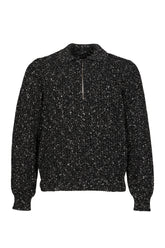 TWEED HALF-ZIP POLO / BLK