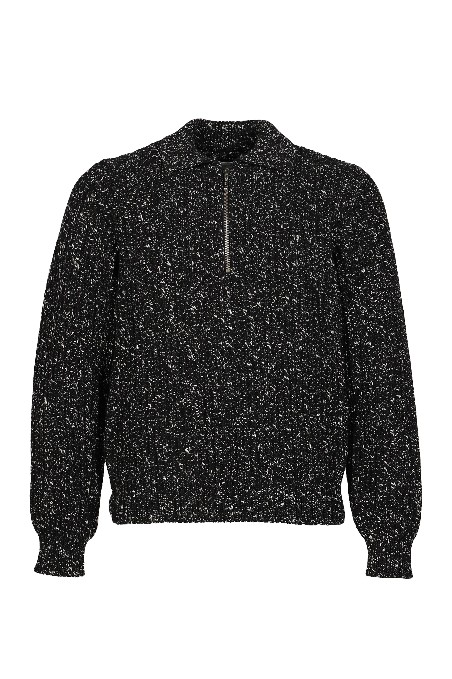 TWEED HALF-ZIP POLO / BLK