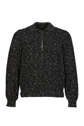 TWEED HALF-ZIP POLO / BLK