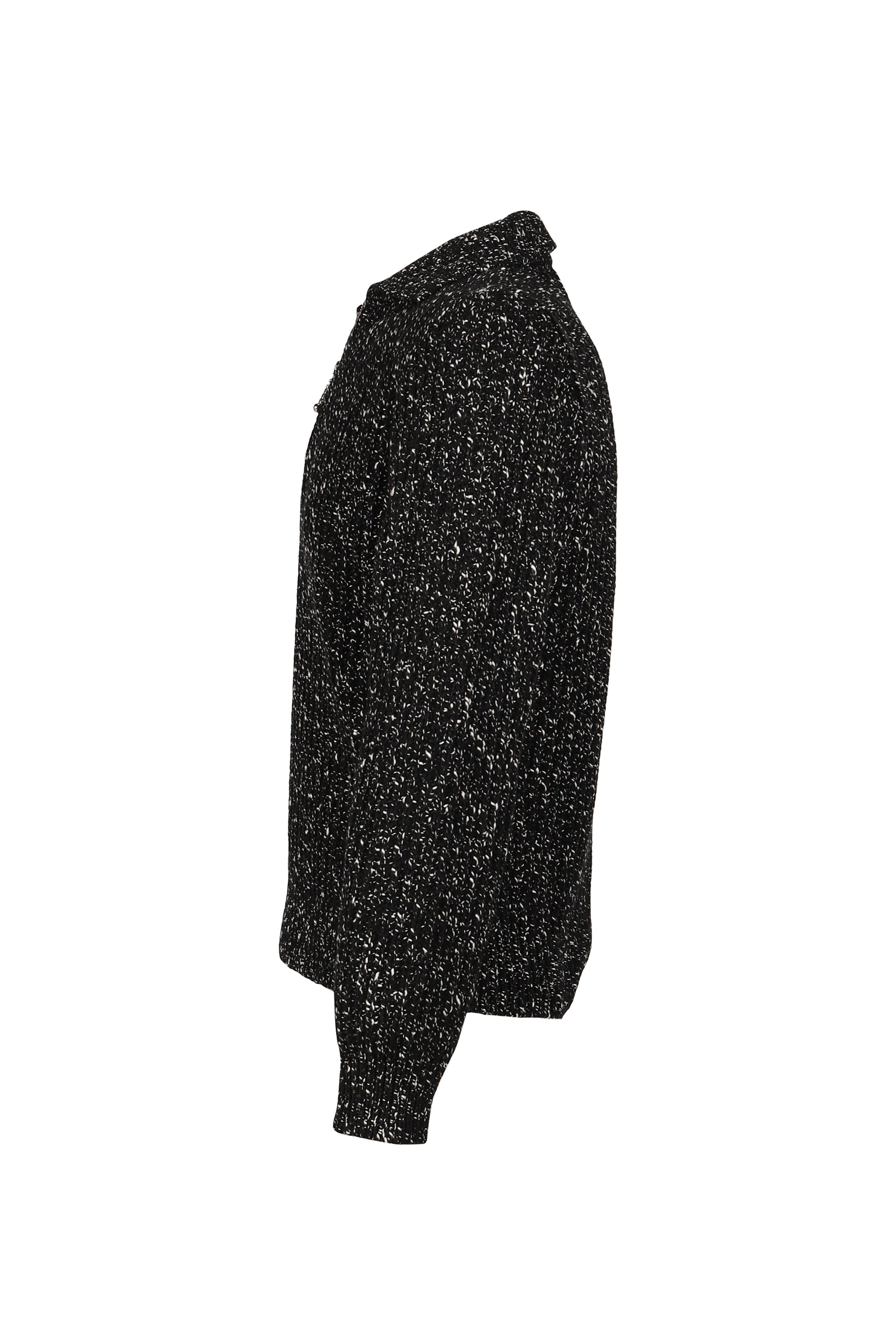 TWEED HALF-ZIP POLO / BLK