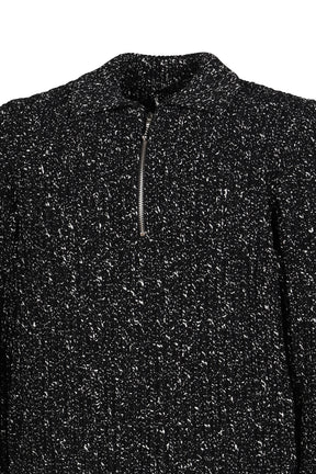 TWEED HALF-ZIP POLO / BLK