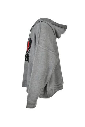 “I LOVE MUSIC” PULLOVER KNIT HOODIE (EXCLUSIVE) / GRY 