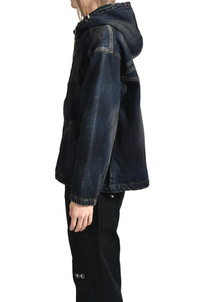 DENIM HOOD JACKET / BLU