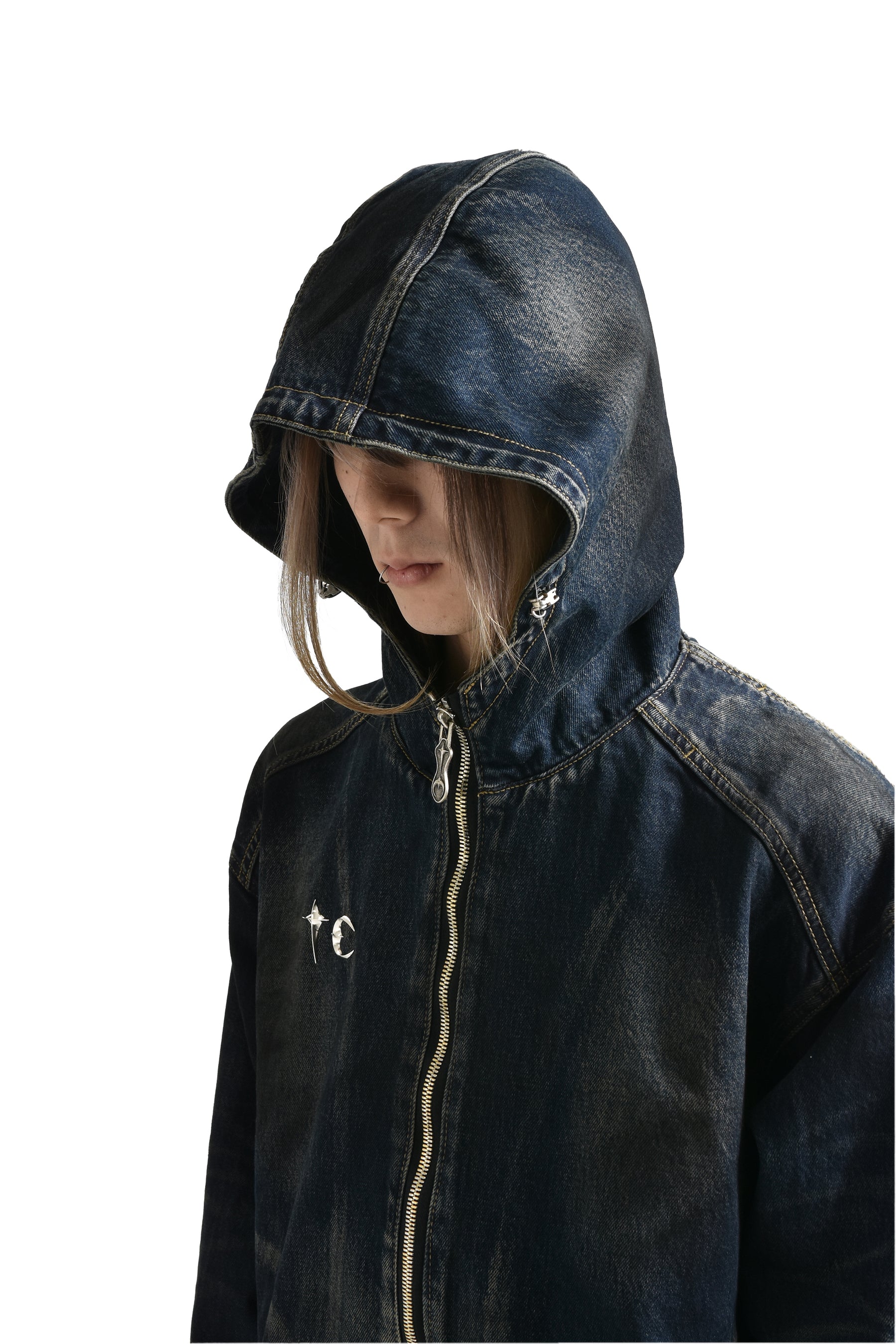 DENIM HOOD JACKET / BLU