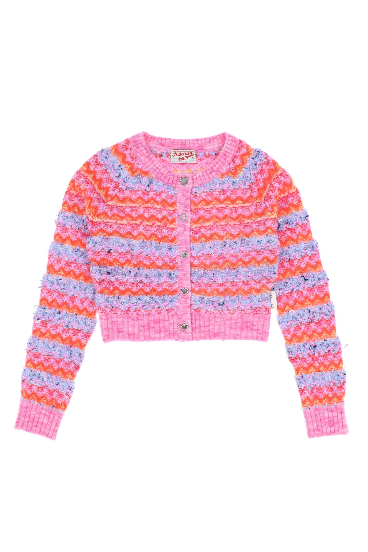 Andersson Bell STRIPE POODLE KNIT CARDIGAN / PNK