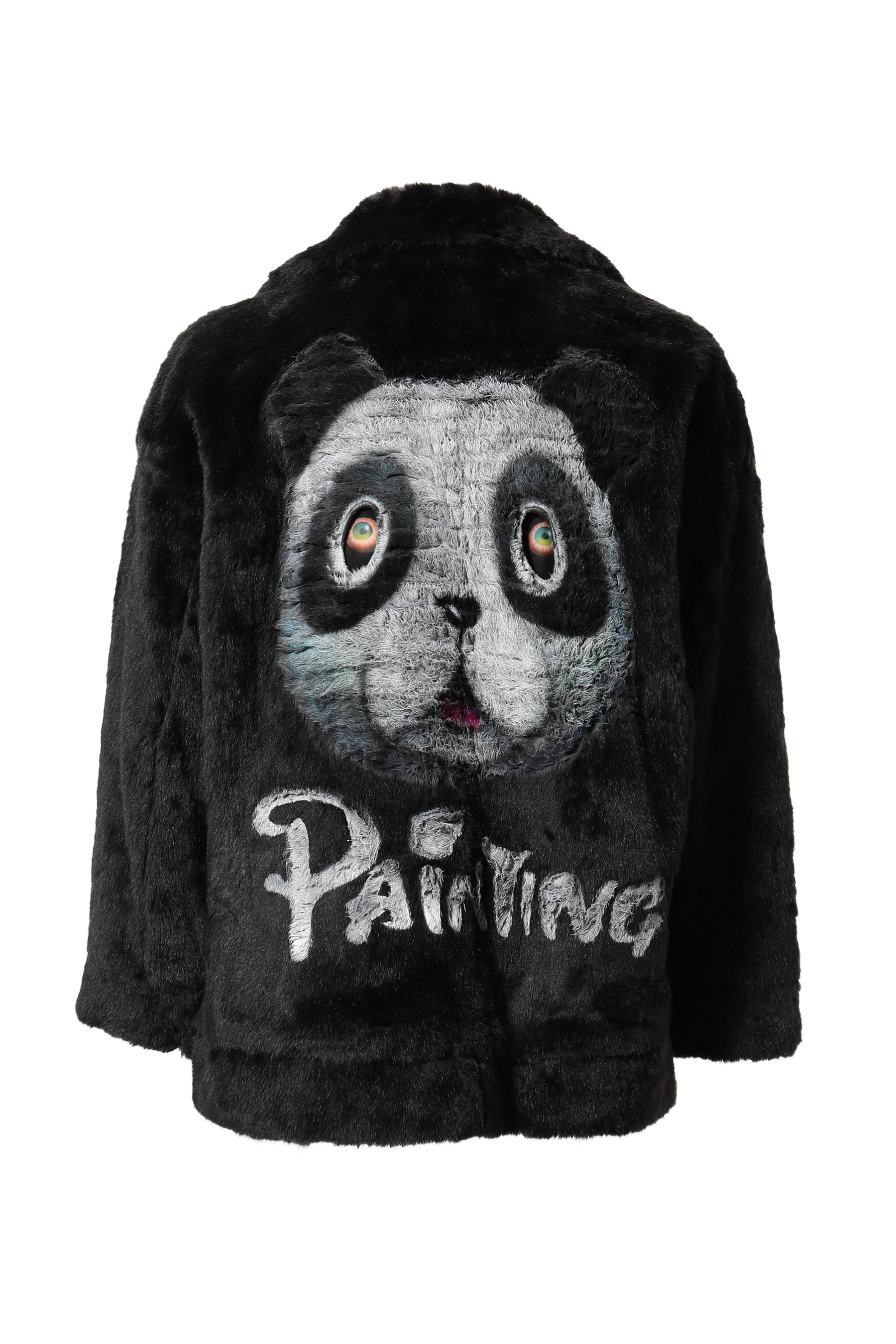 AND-PAINTED FUR JACKET / BLK