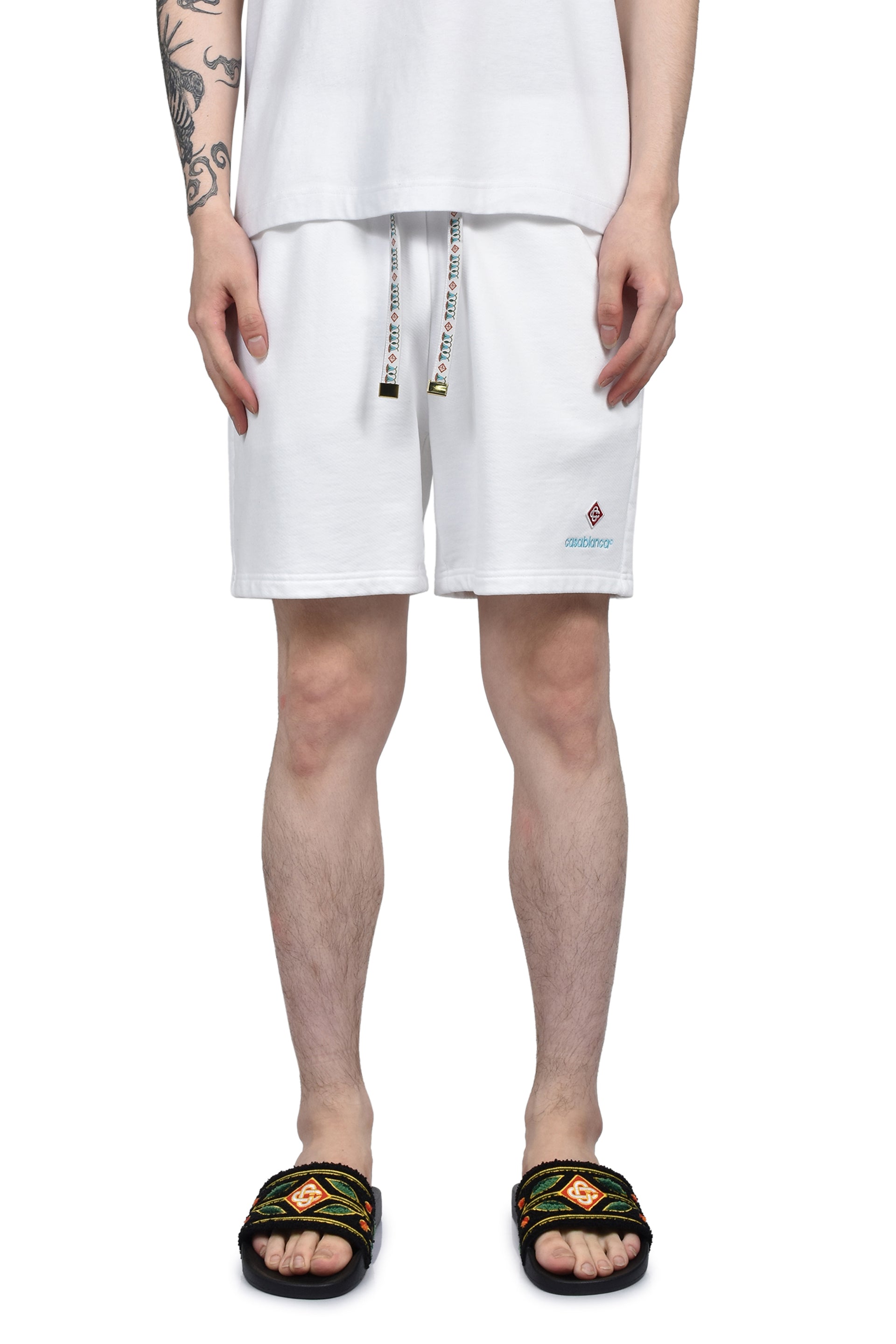 FLORAL TRIM CLASSIC SHORTS / WHT