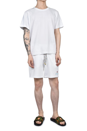 FLORAL TRIM CLASSIC SHORTS / WHT