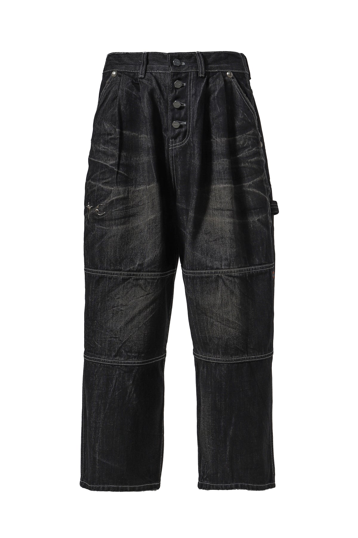 DOUBLE KNEE DENIM PANTS / BLK