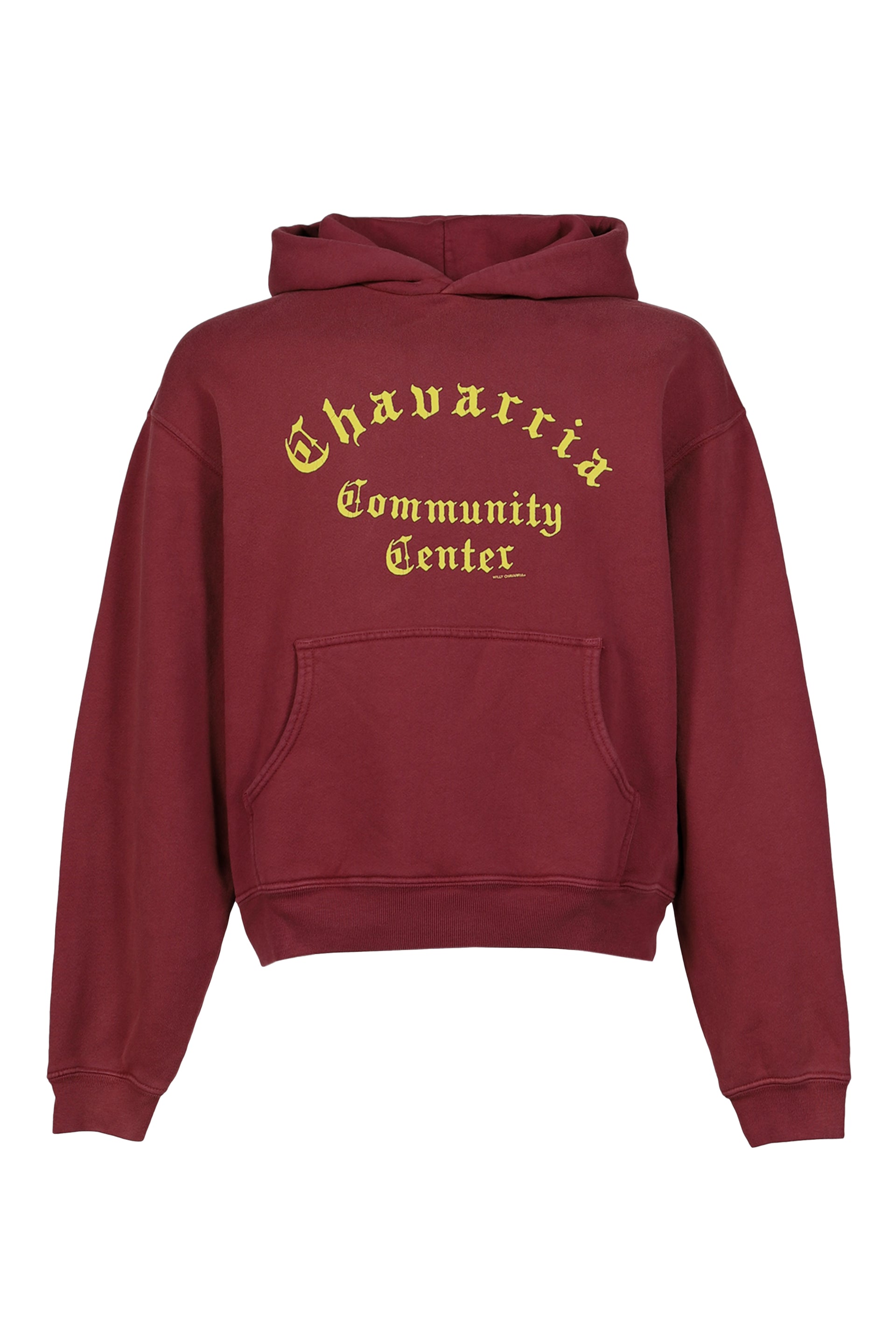 CHAVARRIA COMMUNITY CENTER SHRUNKEN PO HOODIE / BORDEAUX