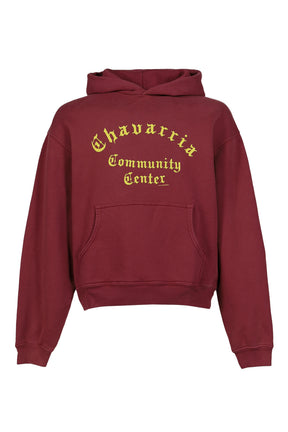 CHAVARRIA COMMUNITY CENTER SHRUNKEN PO HOODIE / BORDEAUX