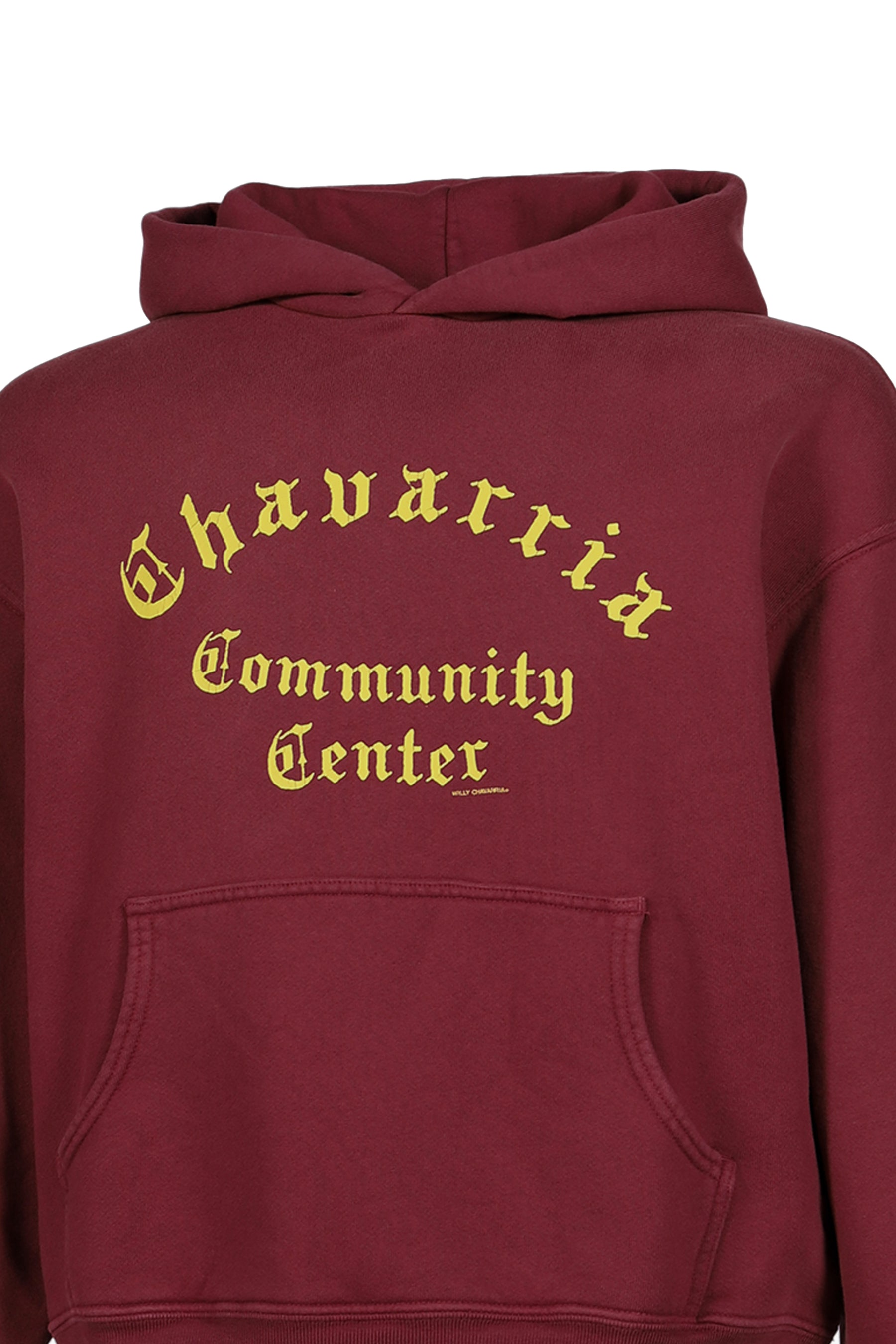 CHAVARRIA COMMUNITY CENTER SHRUNKEN PO HOODIE / BORDEAUX