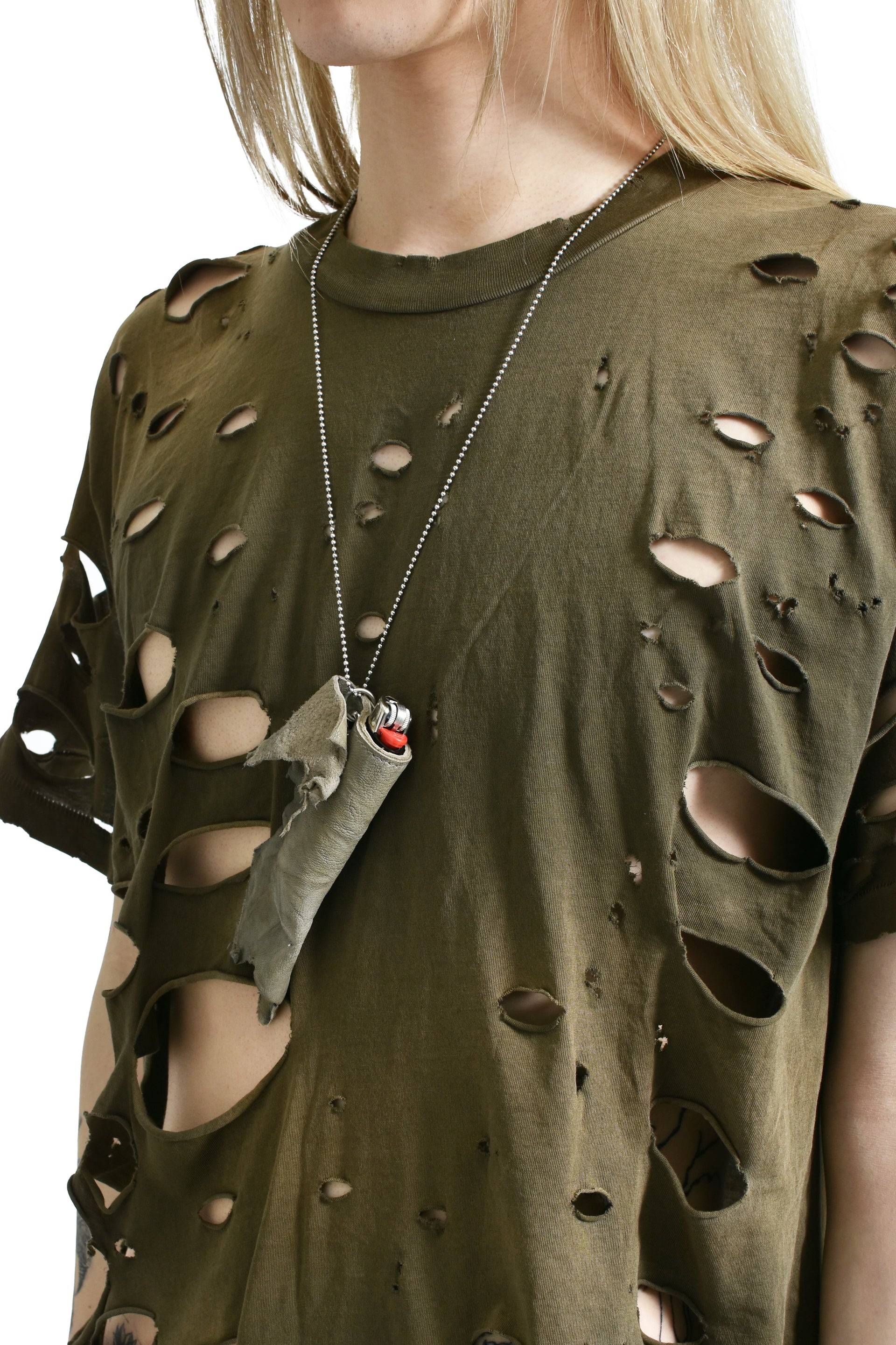 ALEXANDER DIGENOVA LIGHTER HOLDER NECKLACE / GRY LEATHER