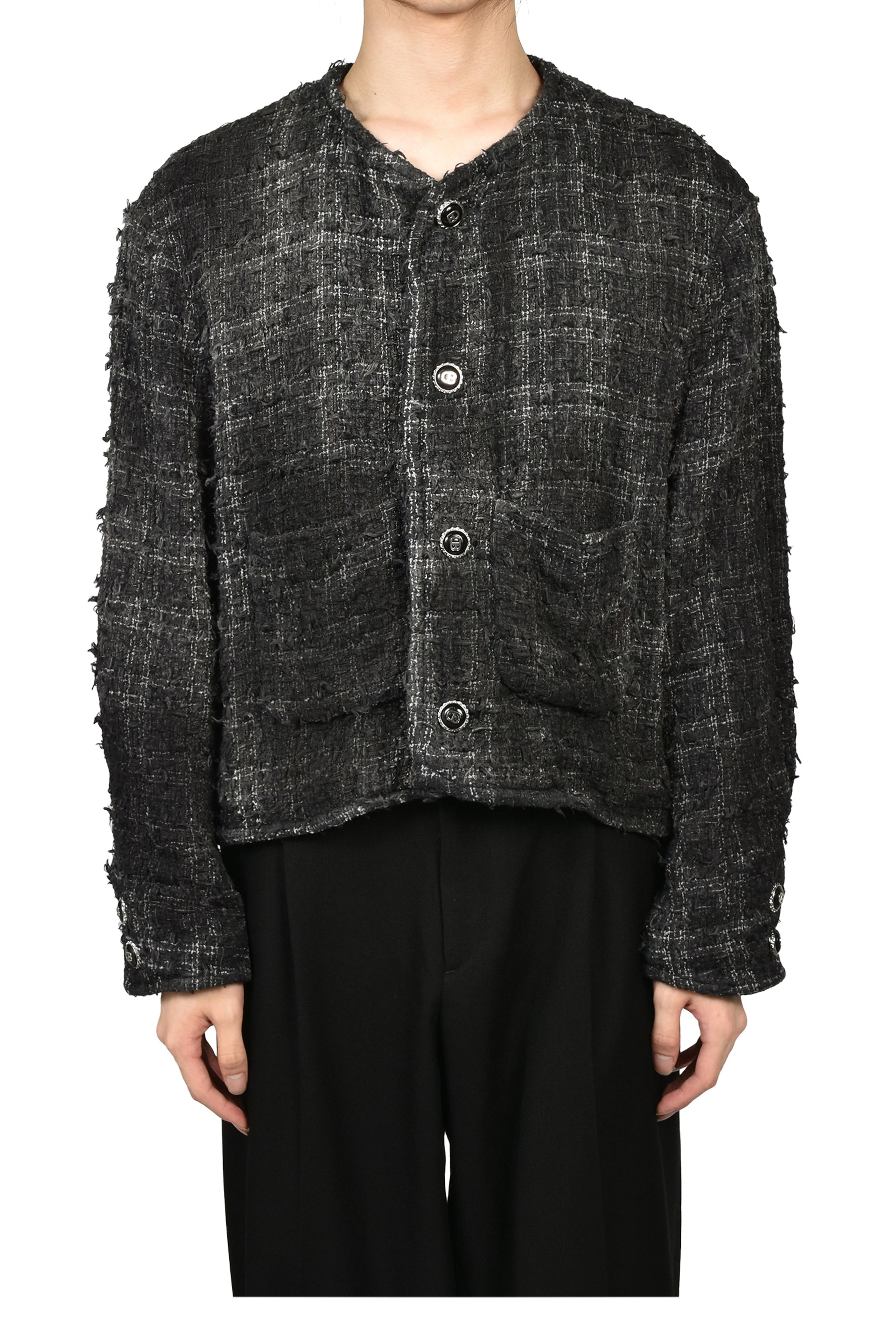 SMOG AIR STAINED TWEED JACKET / BLK