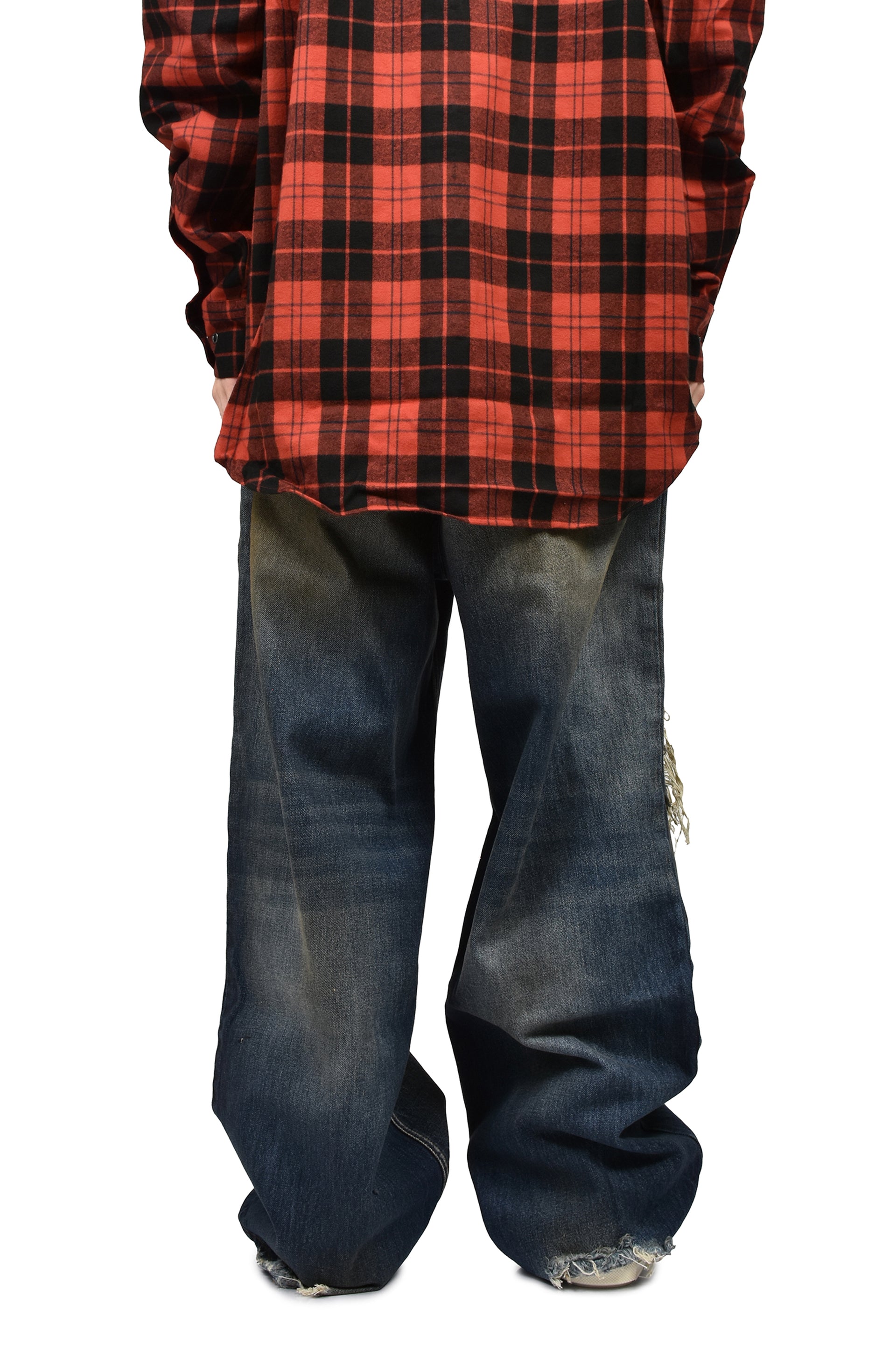 TRASHED JEANS / WASHED CUT BLU