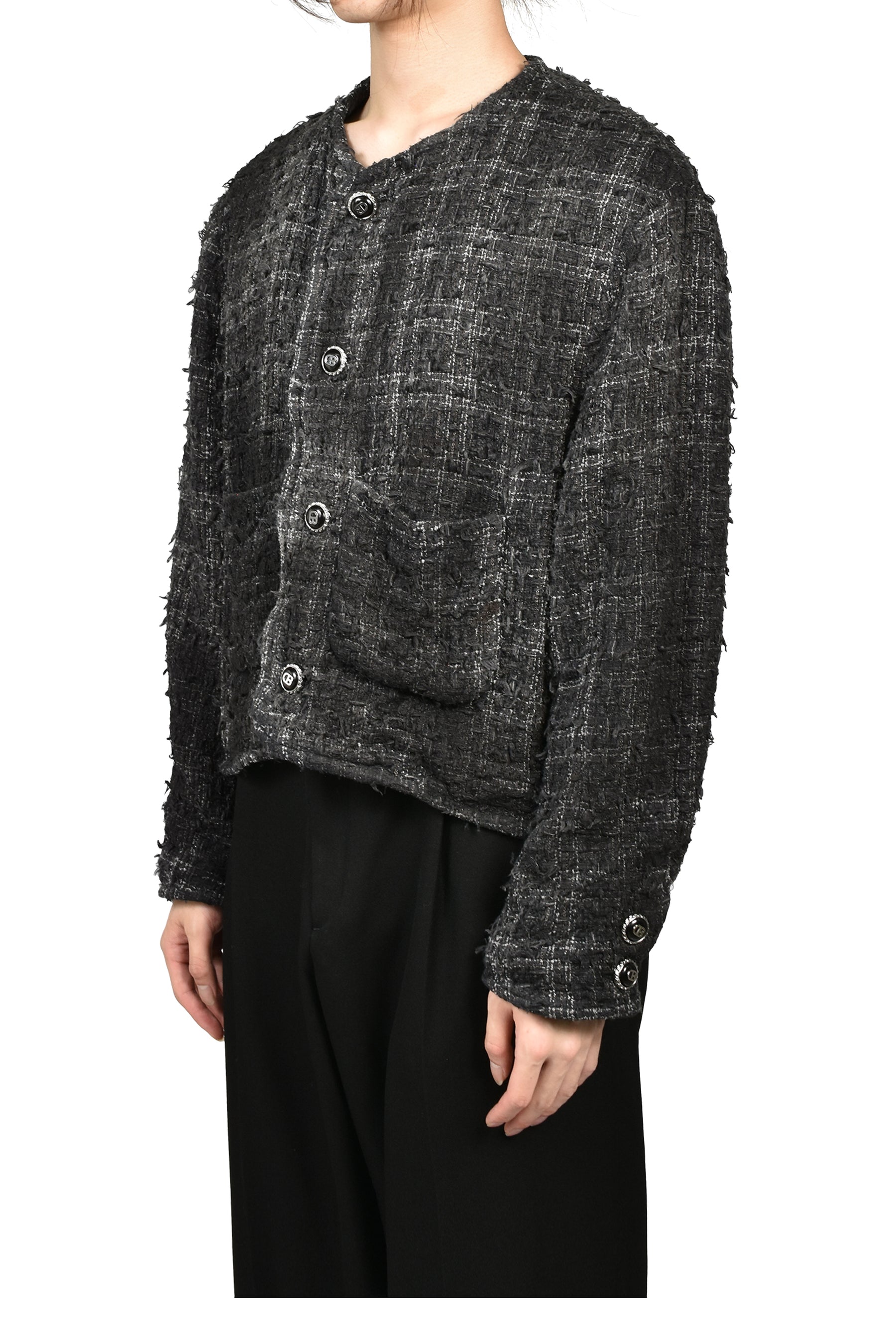 SMOG AIR STAINED TWEED JACKET / BLK