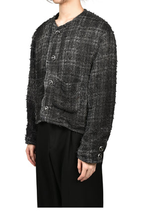 SMOG AIR STAINED TWEED JACKET / BLK