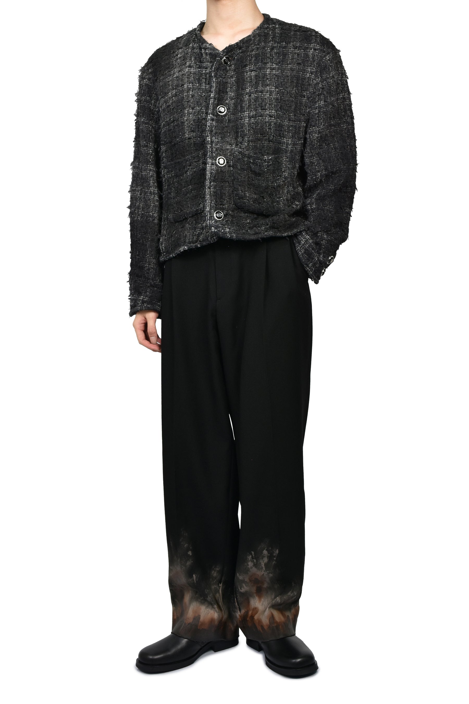 SMOG AIR STAINED TWEED JACKET / BLK