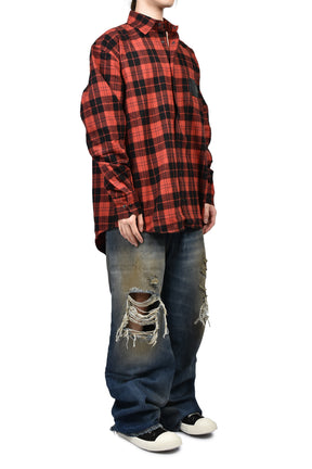 TRASHED JEANS / WASHED CUT BLU