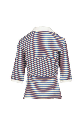 RETRO STRIPED ASYMMETRICAL POLO / PURPLE