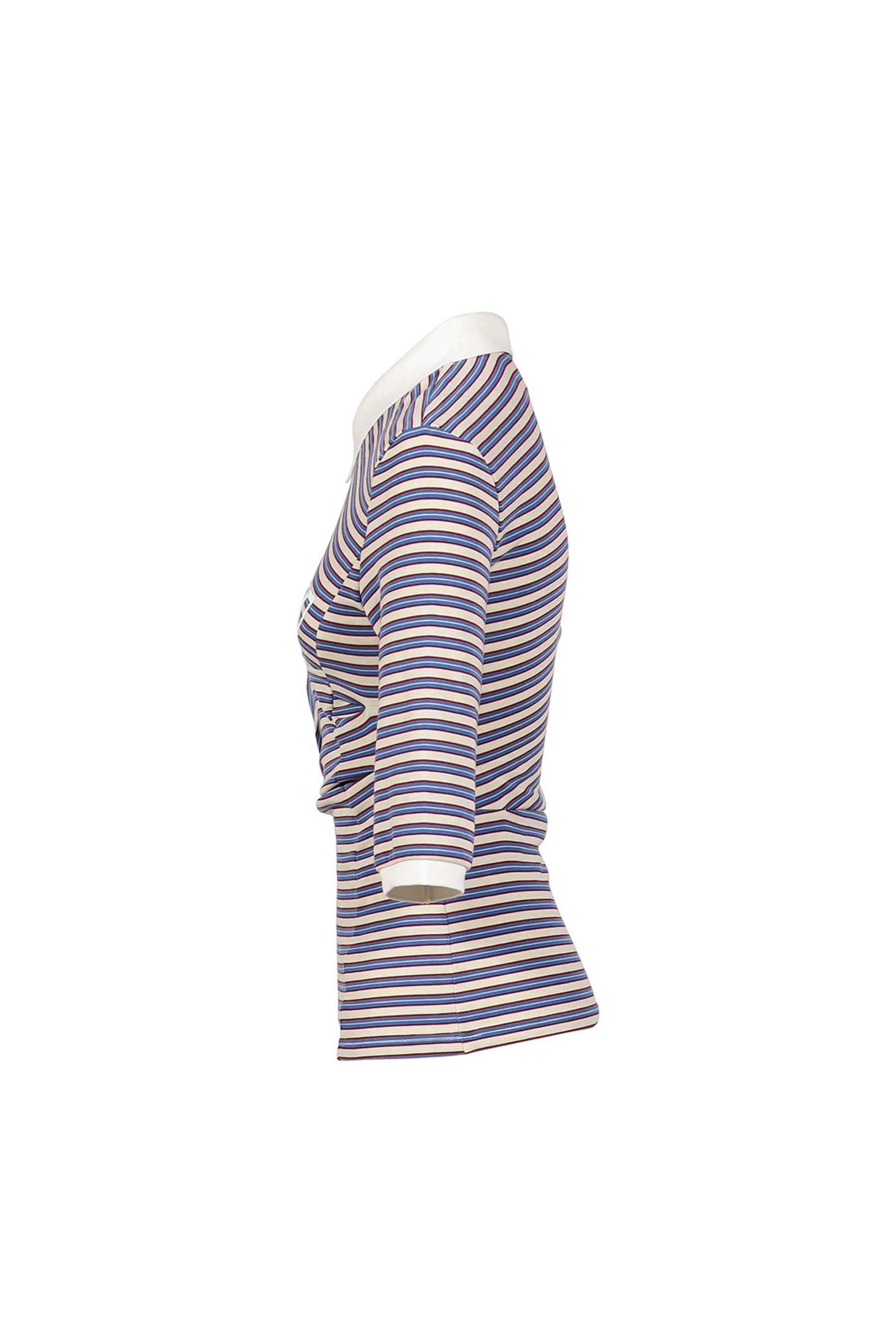 RETRO STRIPED ASYMMETRICAL POLO / PURPLE
