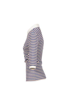 RETRO STRIPED ASYMMETRICAL POLO / PURPLE