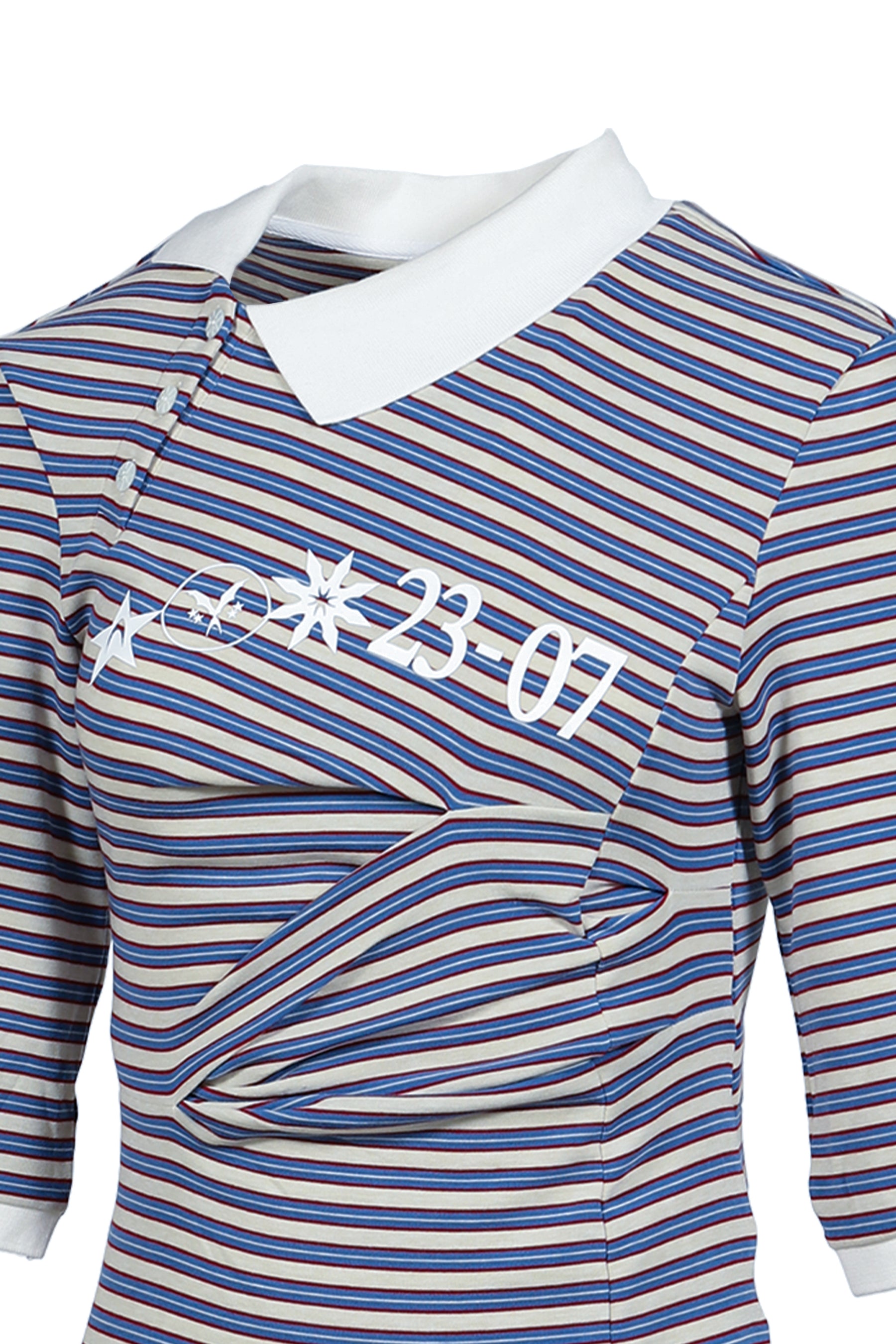 RETRO STRIPED ASYMMETRICAL POLO / PURPLE