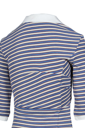 RETRO STRIPED ASYMMETRICAL POLO / PURPLE