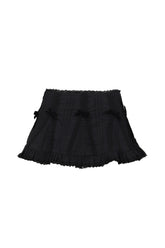 BLACK LACE TRIM PLEATED COTTON MINI SKIRT / BLK