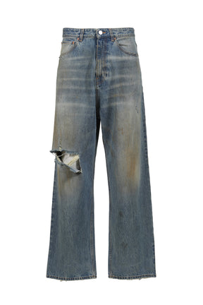 DISTRESSED BAGGY JEANS / DISTRESSED LT. BLU