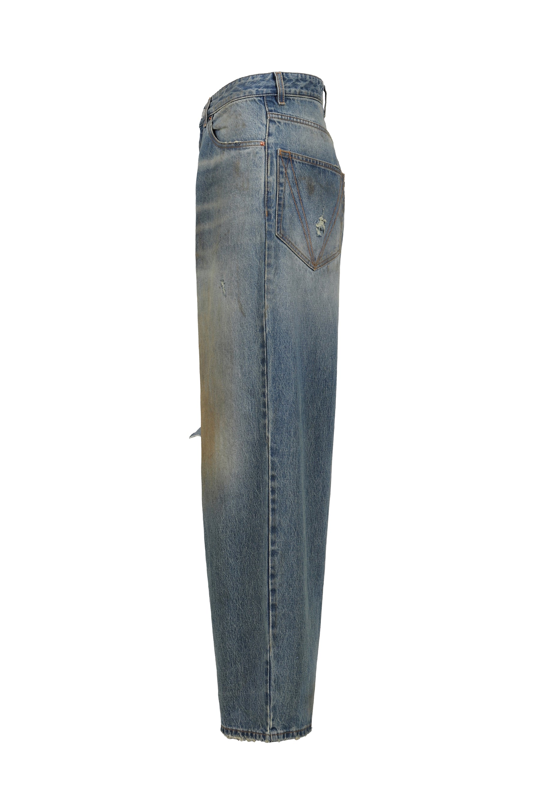 DISTRESSED BAGGY JEANS / DISTRESSED LT. BLU