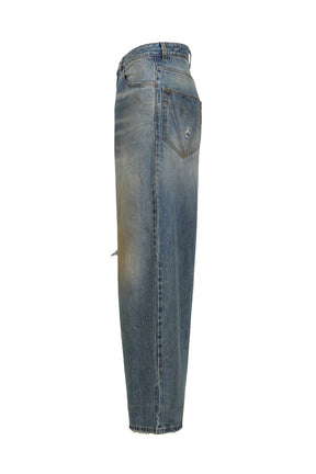 DISTRESSED BAGGY JEANS / DISTRESSED LT. BLU