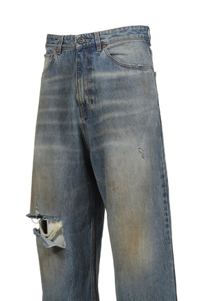 DISTRESSED BAGGY JEANS / DISTRESSED LT. BLU