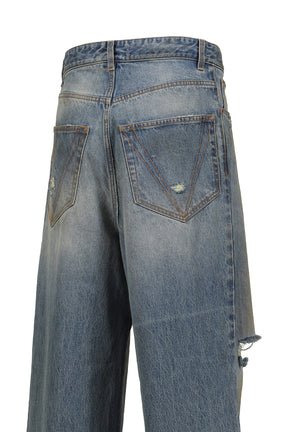 DISTRESSED BAGGY JEANS / DISTRESSED LT. BLU