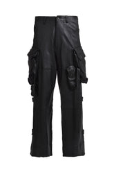 LAMB SKIN GASMASK CARGO TROUSER / BLK