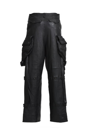 LAMB SKIN GASMASK CARGO TROUSER / BLK